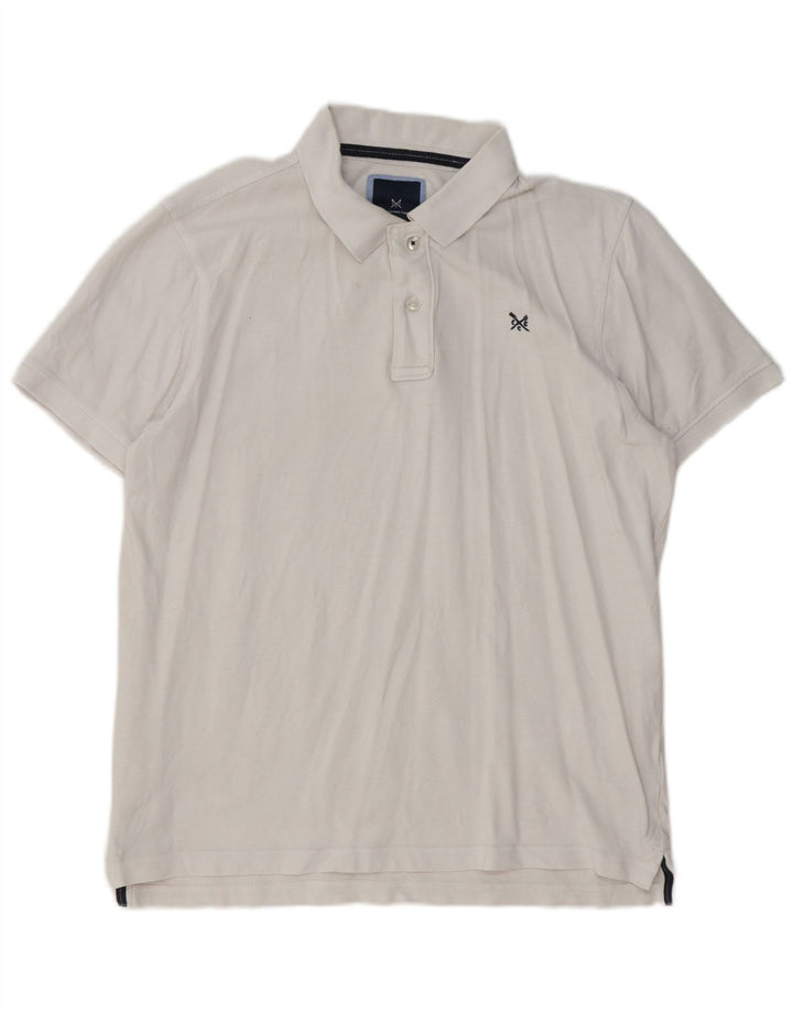Camisa polo masculina Crew Clothing grande algodão branco