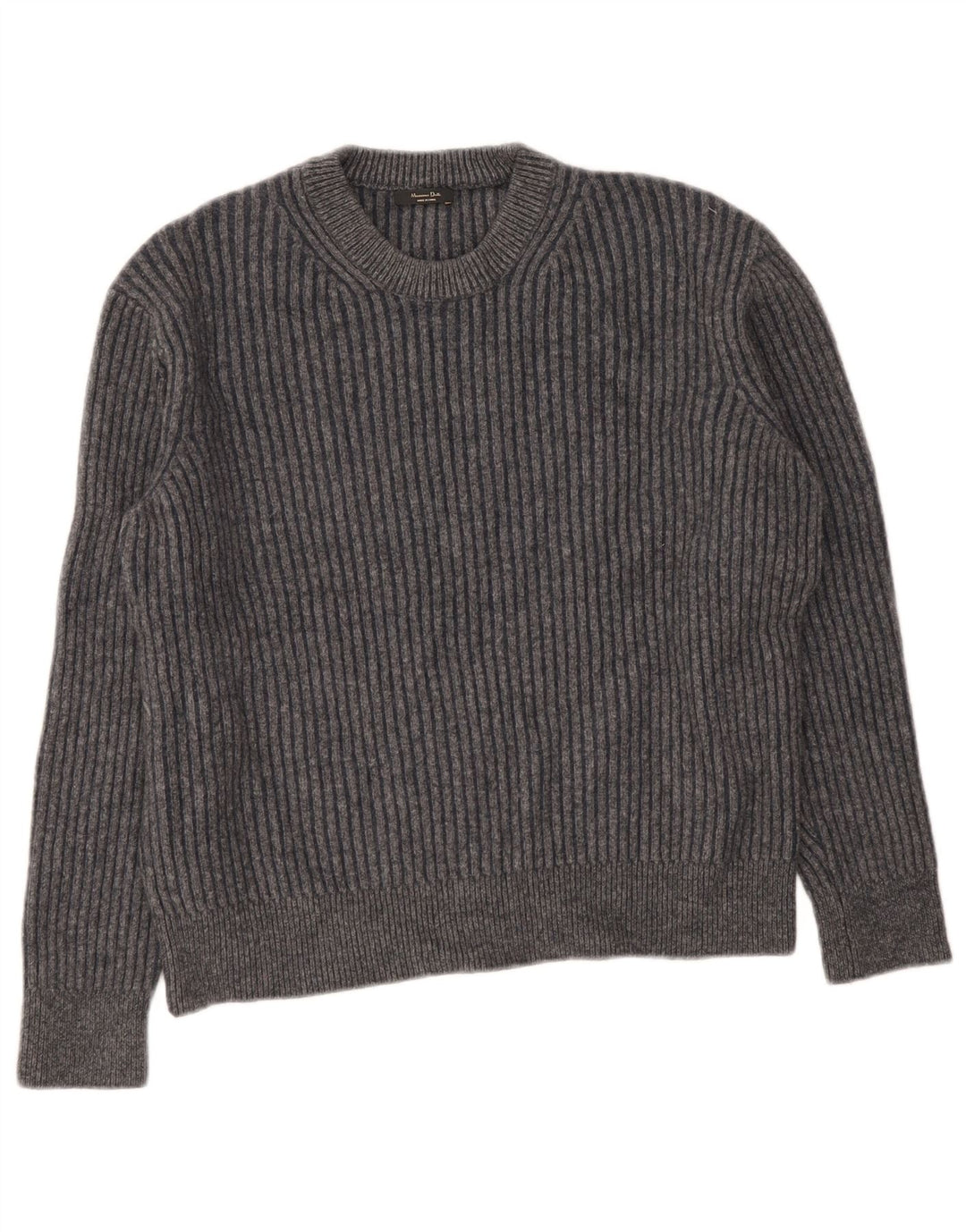 Suéter feminino Massimo Dutti com gola redonda Reino Unido 16 grande lã cinza