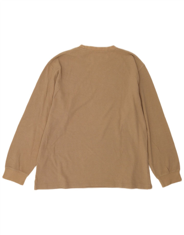 Timberland Mens Top Manga Longa Grande Algodão Marrom