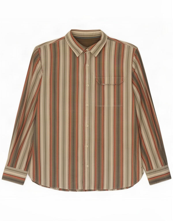 Fat Face Mens Shirt XL Khaki Striped Cotton