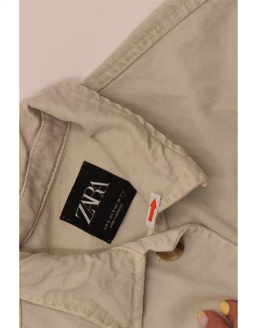 Jaqueta jeans feminina Zara UK 10 pequeno algodão branco