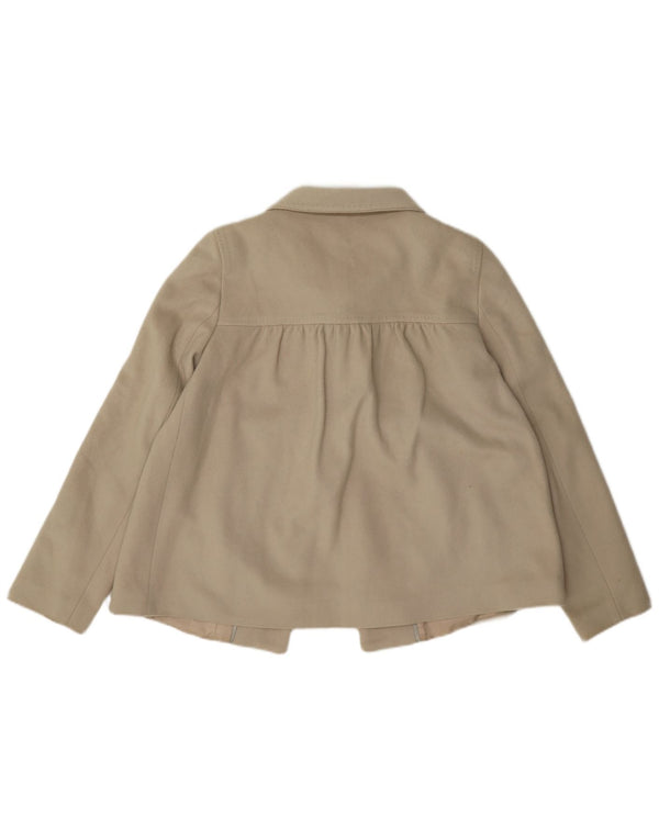 Zara Womens Loose Fit Pea Coat Reino Unido 6 XS Lã Bege
