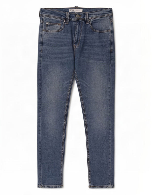 Zara Mens Slim Jeans EU 38 Pequeno W30 L30 Azul Algodão