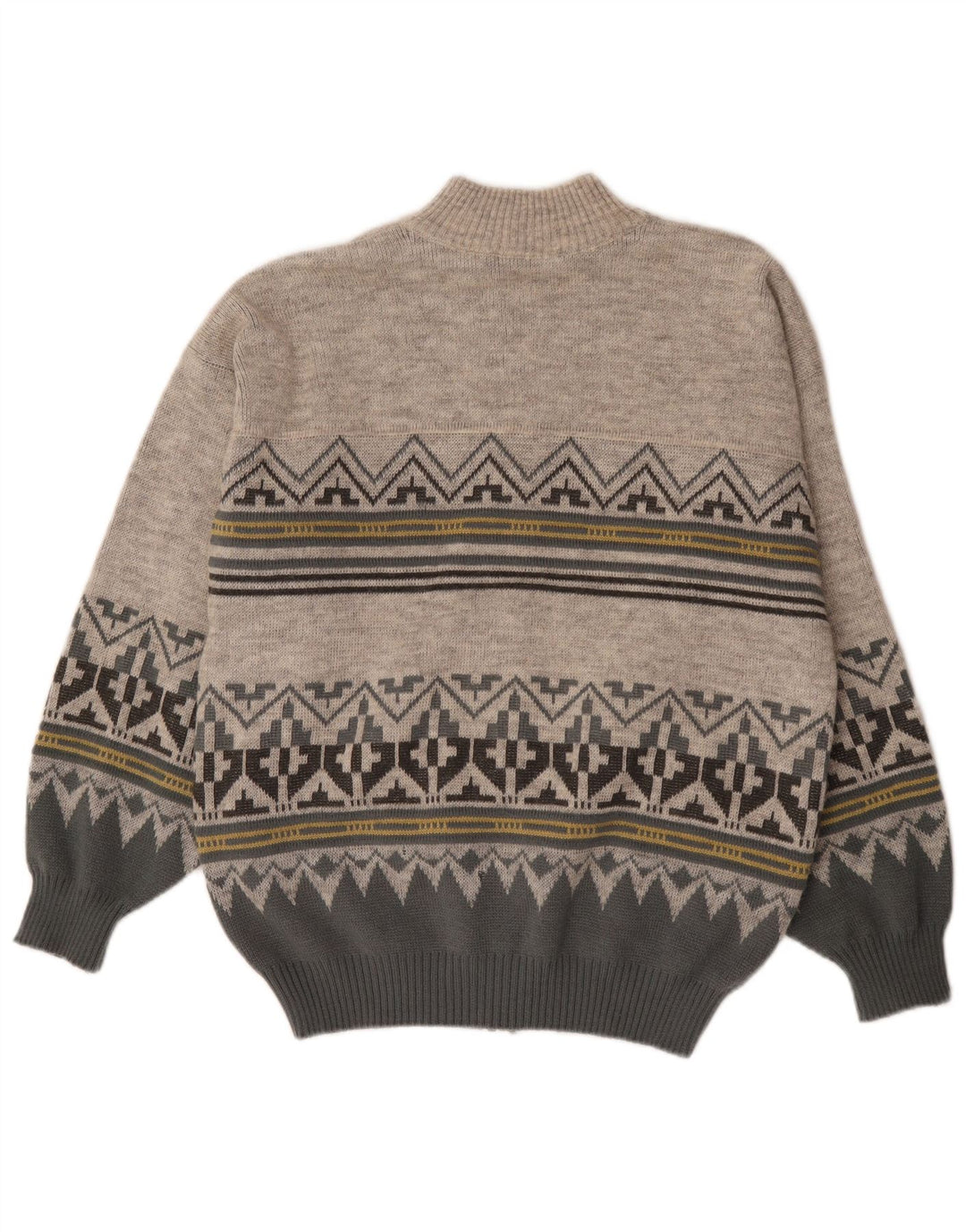 Suéter cardigã masculino Maremma cinza médio Fair Isle poliacrílico