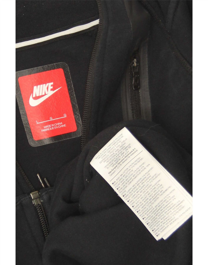 Nike Womens Tracksuit Top Jacket UK 14 Grande Algodão Preto
