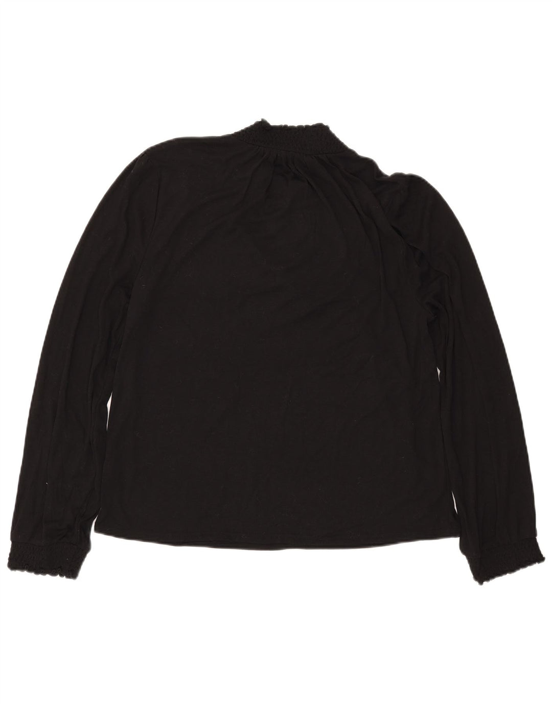 Blusa feminina de manga comprida J. CREW UK 16 grande poliéster preto