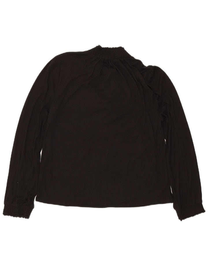 Blusa feminina de manga comprida J. CREW UK 16 grande poliéster preto