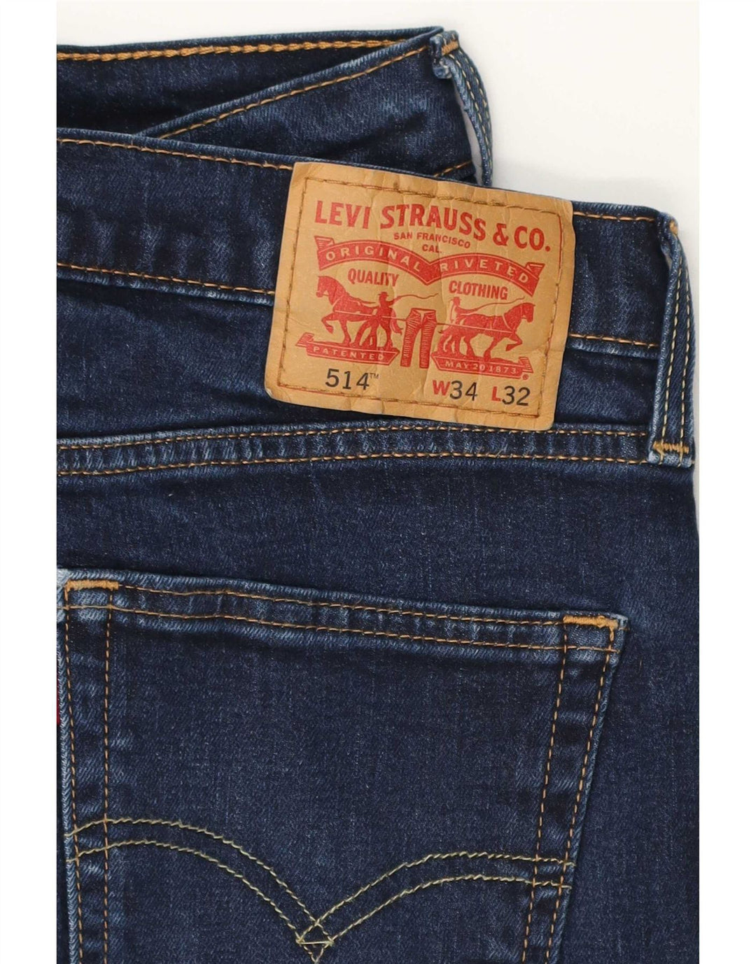 Levi's Masculino 514 Straight Jeans W34 L32 Azul Marinho Algodão