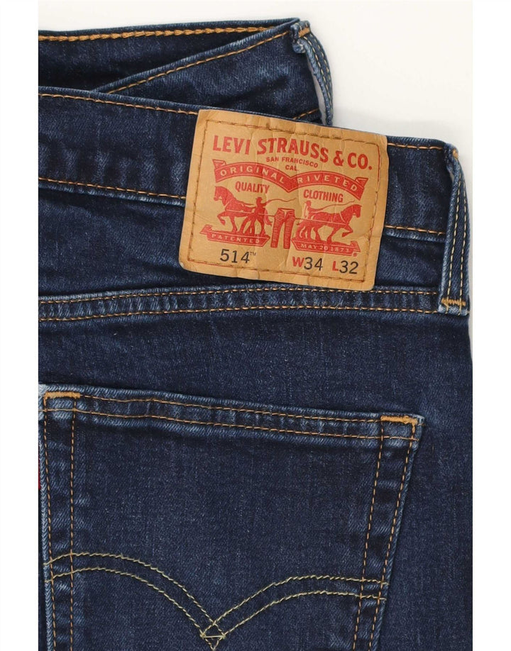 Levi's Masculino 514 Straight Jeans W34 L32 Azul Marinho Algodão