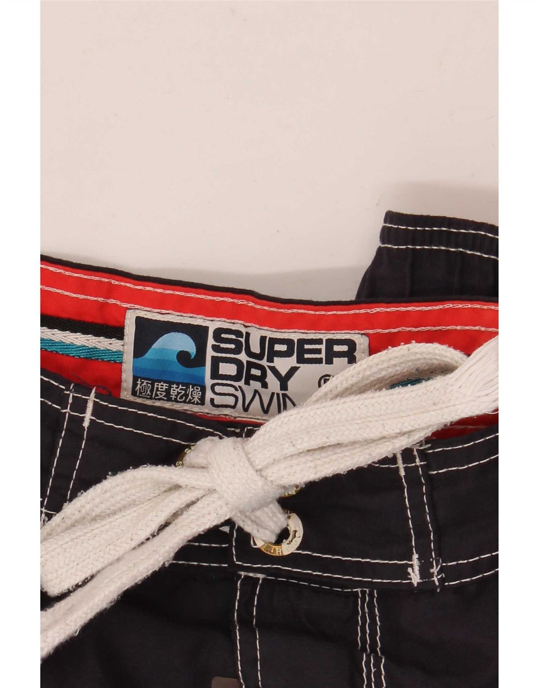 Shorts de natação masculino Superdry Graphic azul marinho médio poliéster