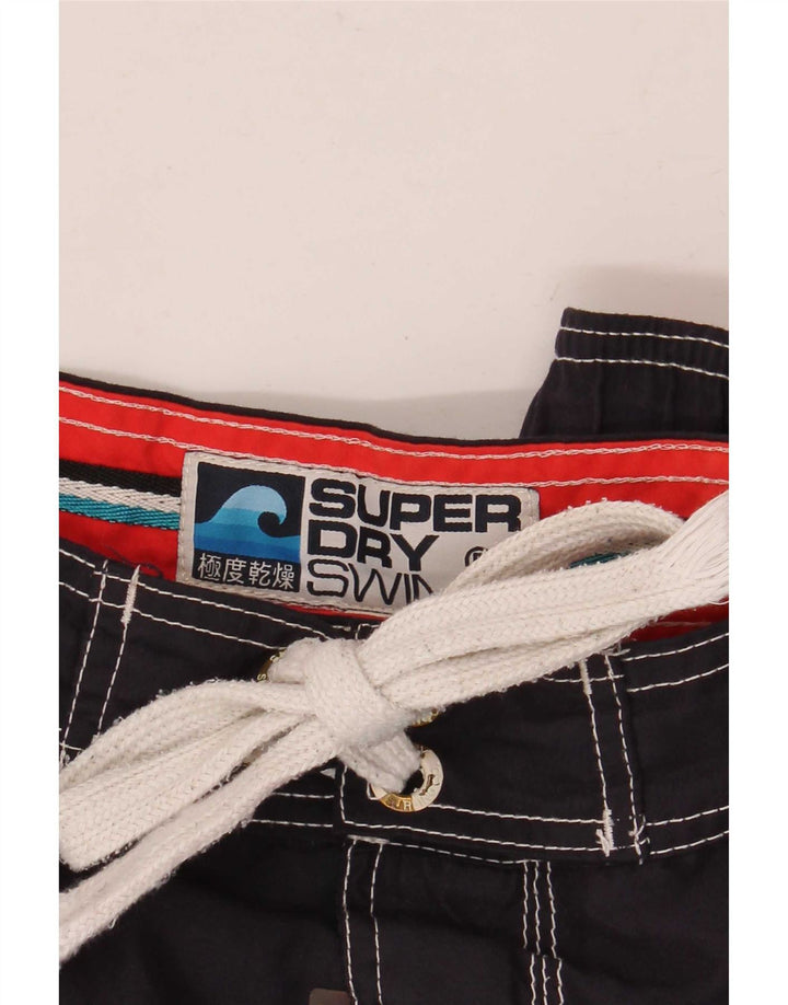 Shorts de natação masculino Superdry Graphic azul marinho médio poliéster