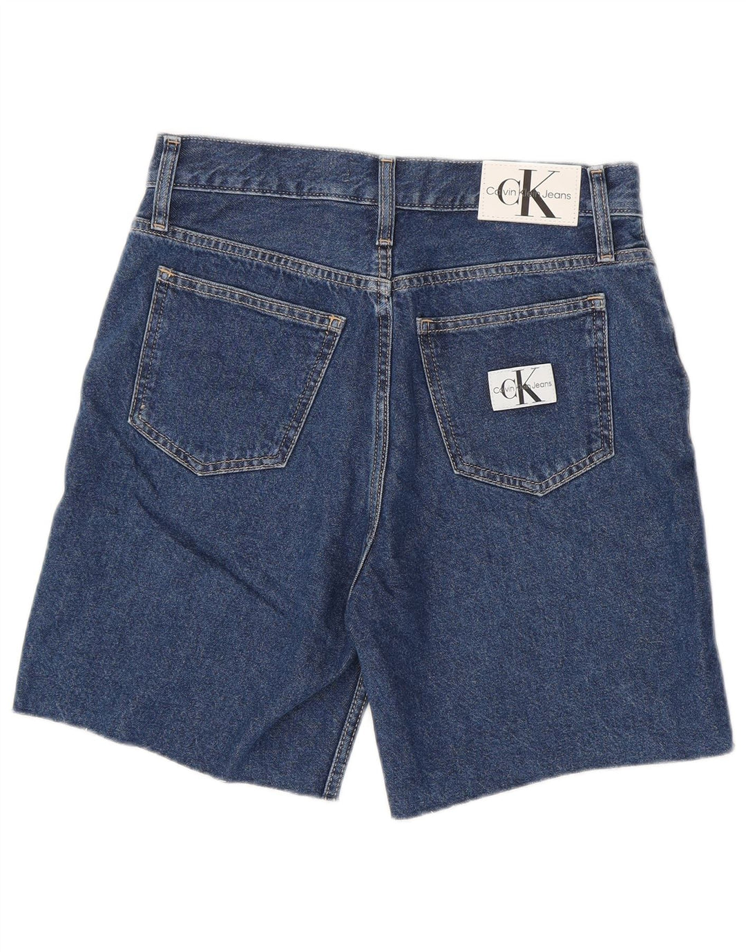 CALVIN KLEIN Shorts jeans feminino de cintura média W27 algodão azul médio