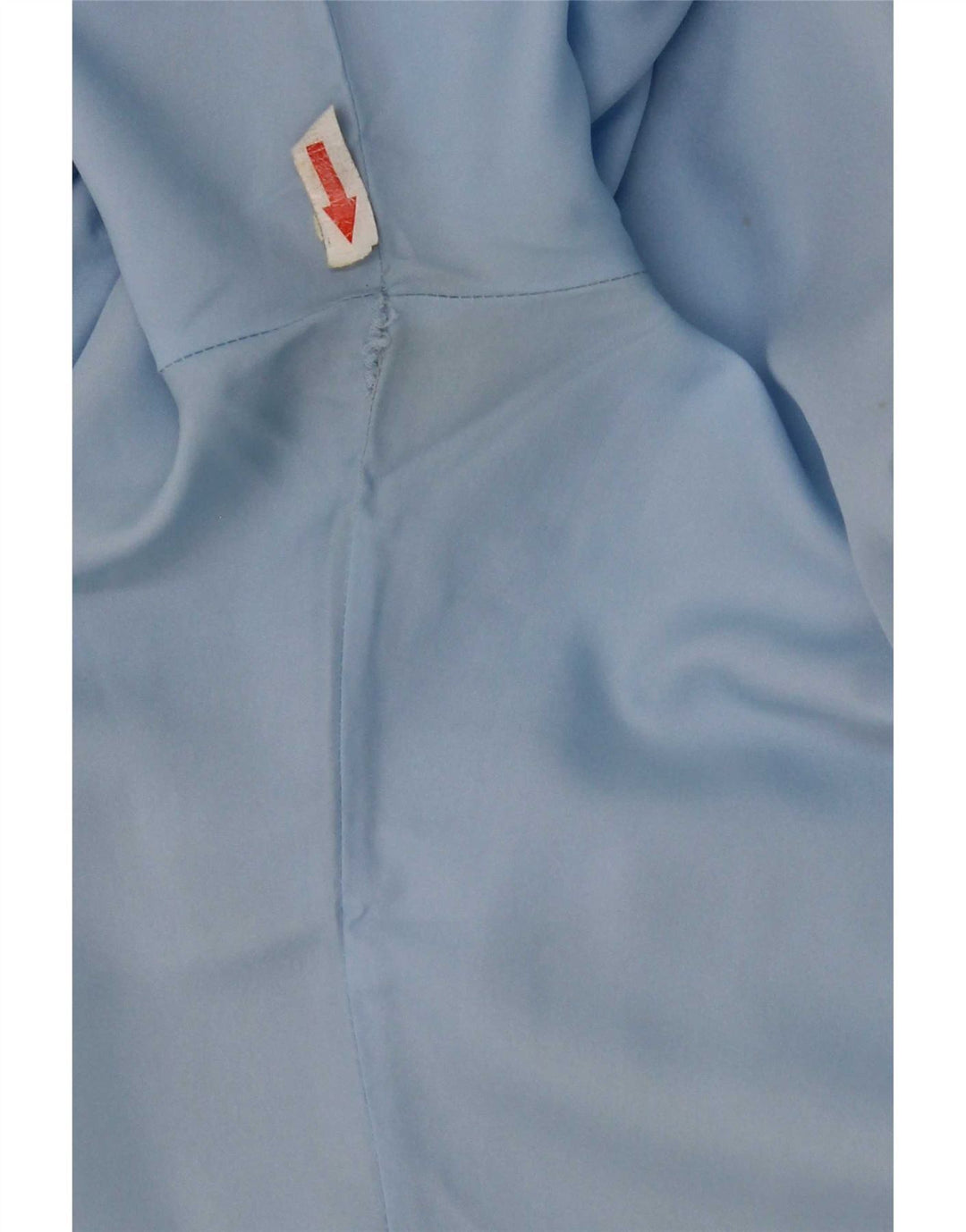 Blusa feminina vintage de manga curta UK 14 poliéster azul médio