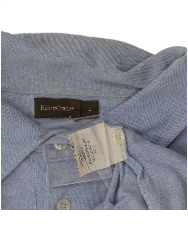 Camisa polo masculina Henry Cottons grande algodão azul