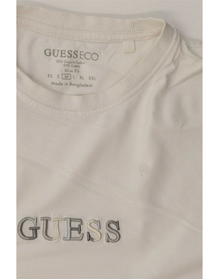 Guess Camiseta masculina slim fit gráfica top médio algodão branco