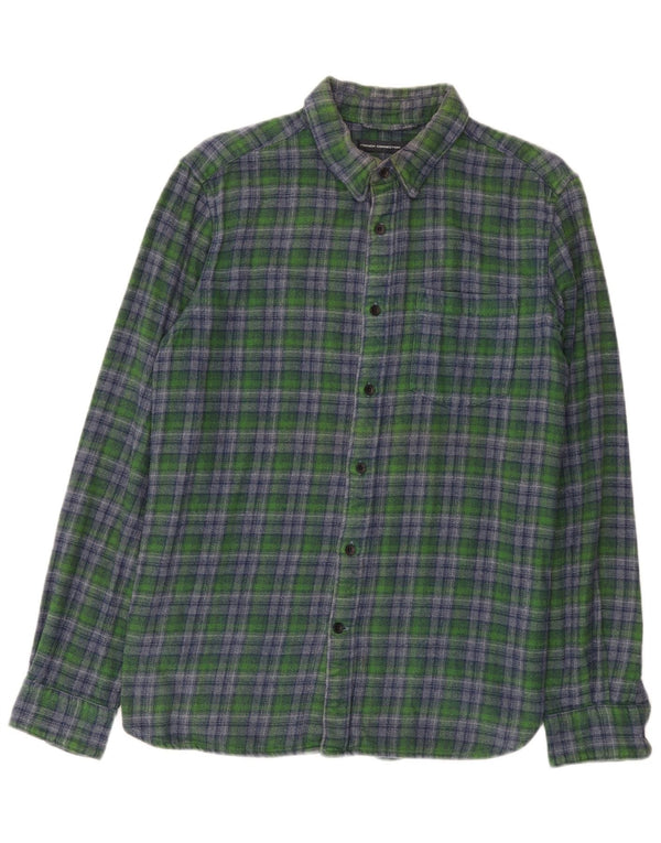 Camisa masculina de flanela French Connection algodão xadrez verde médio