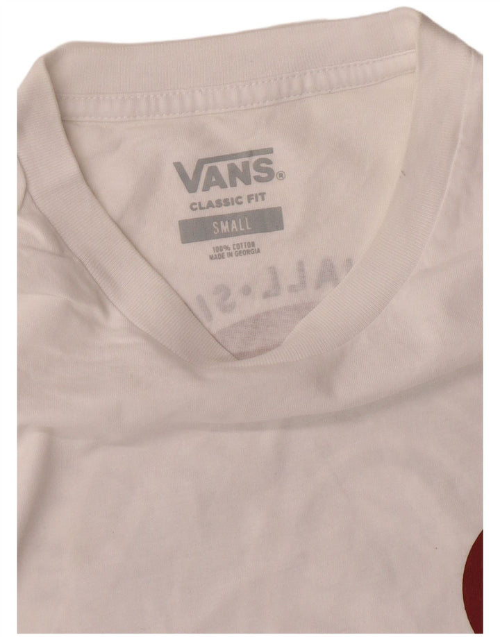 VANS Mens Classic Fit Graphic T-Shirt Top Small White Cotton
