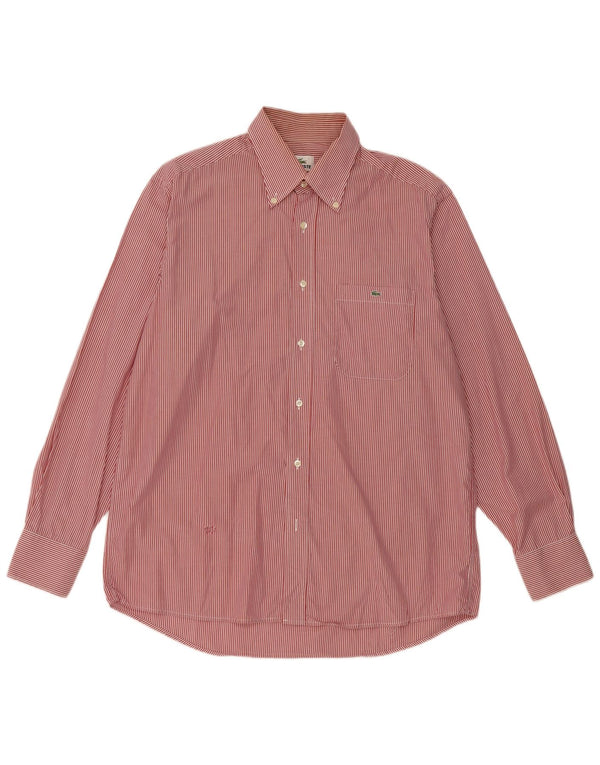 Camisa masculina Lacoste tamanho 42 grande algodão listrado vermelho