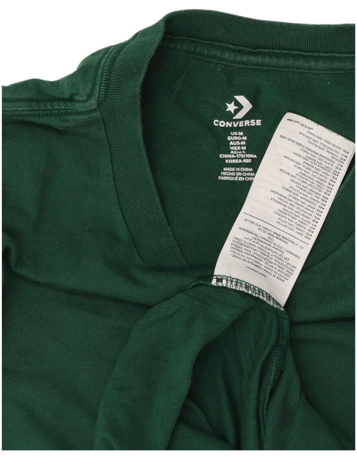 Converse Mens Graphic T-Shirt Top Médio Algodão Verde