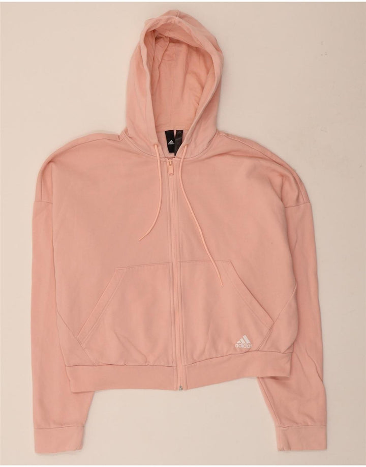 ADIDAS Womens Oversized Crop Zip Hoodie Sweater UK 16/18 Large Pink Vintage Adidas and Second-Hand Adidas from Messina Hembry 