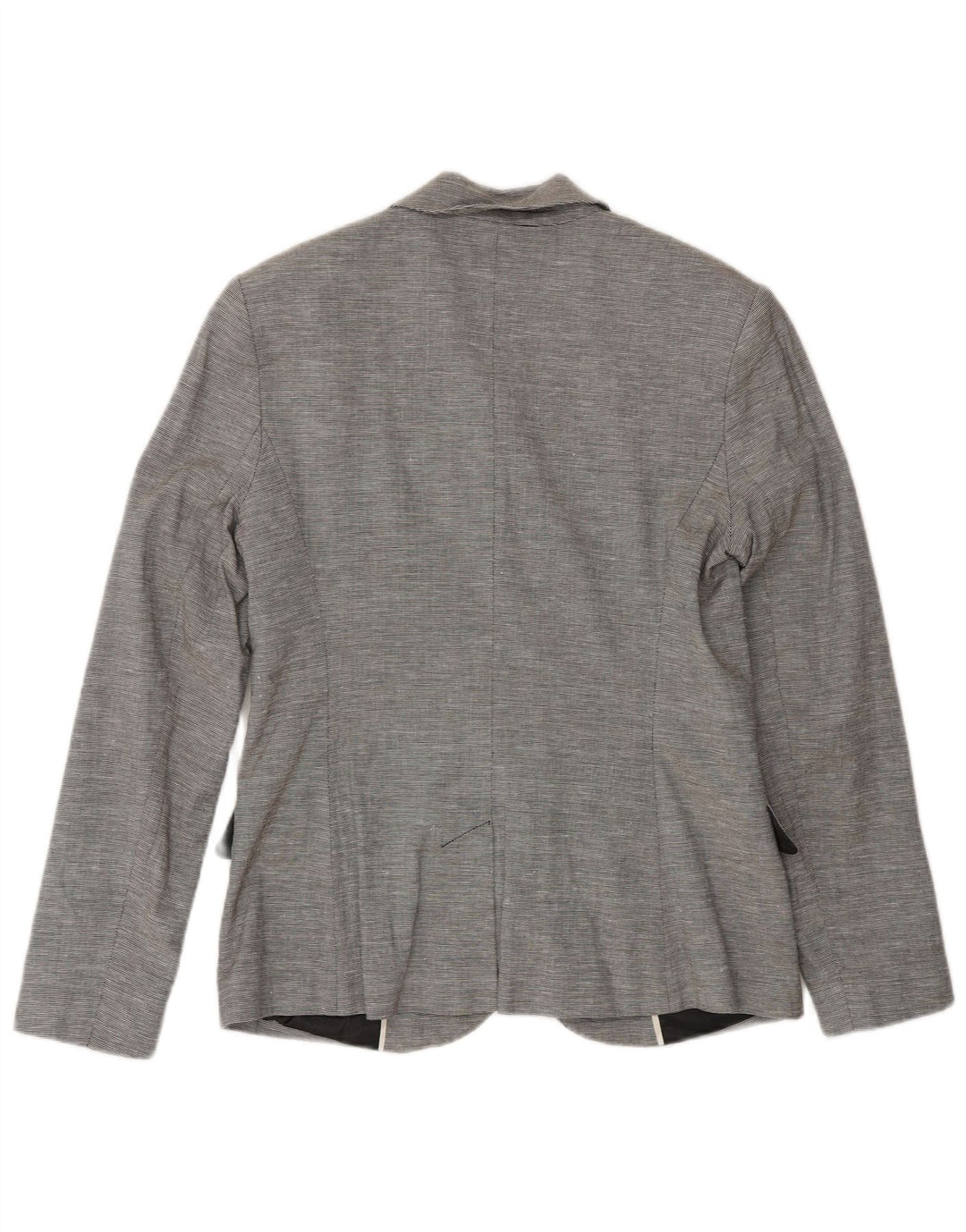 Jaqueta blazer feminina de 2 botões da French Connection Reino Unido 12 risca de giz cinza médio
