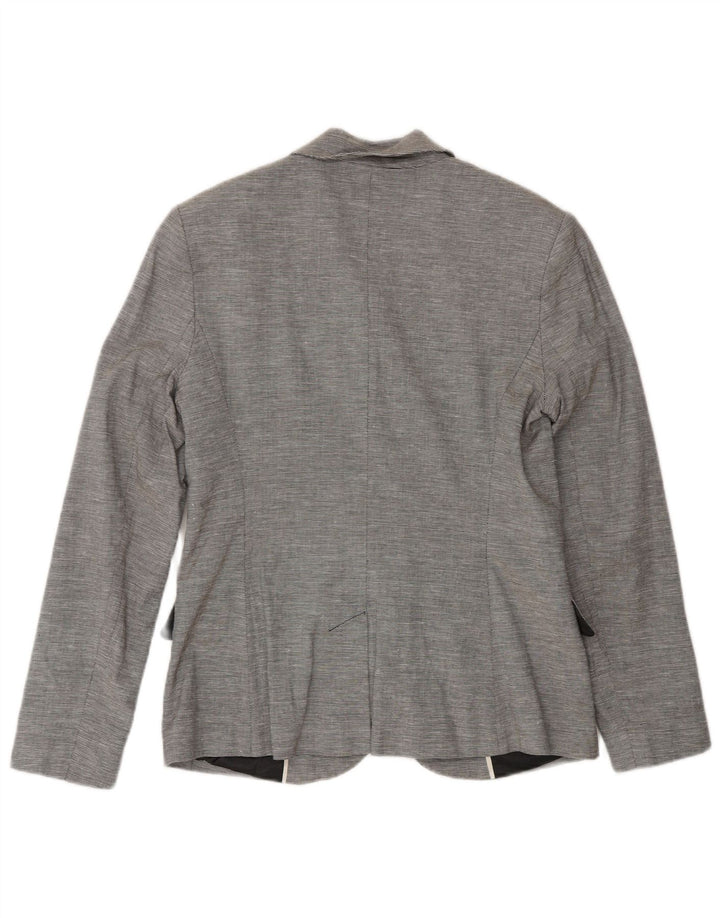 Jaqueta blazer feminina de 2 botões da French Connection Reino Unido 12 risca de giz cinza médio