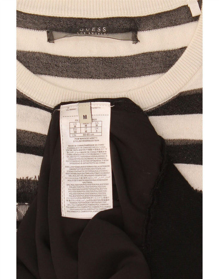 Suéter feminino Guess com gola canoa e poliéster listrado preto pequeno Reino Unido 8