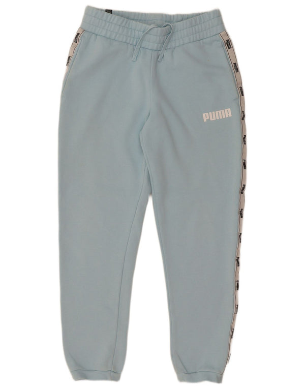 Calça de treino masculina Puma Graphic Joggers pequeno azul colorblock algodão