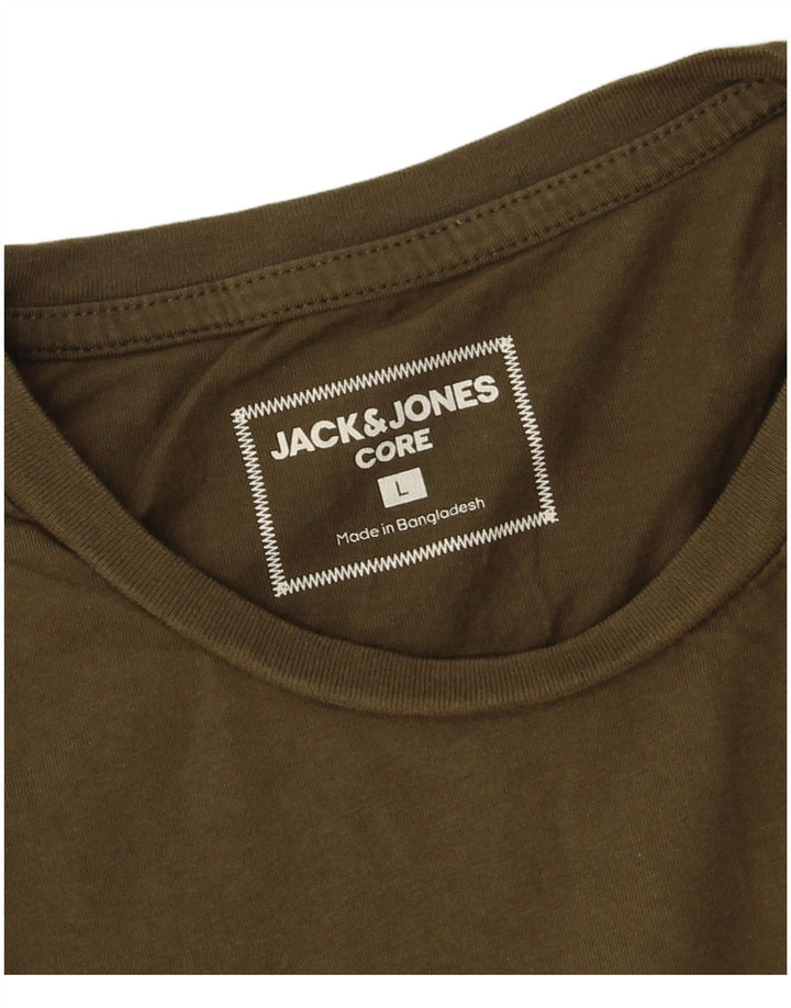 Camiseta masculina Jack & Jones grande algodão cáqui