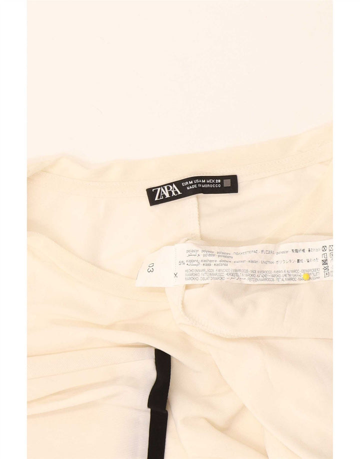 Camiseta feminina Zara UK 14 médio off white poliéster