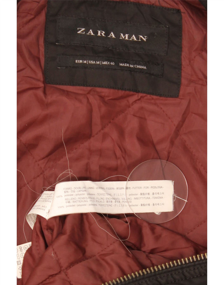 Jaqueta bomber masculina Zara UK 38 poliéster colorblock preto médio