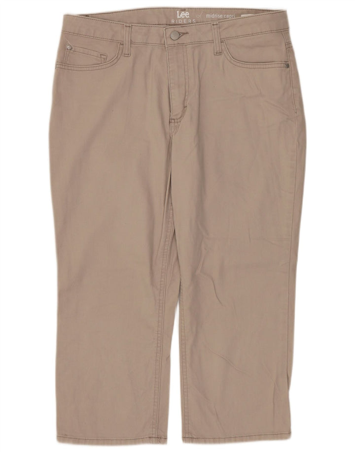 LEE Calça feminina Riders de cintura média Capri EUA 12 grande W32 L20 bege