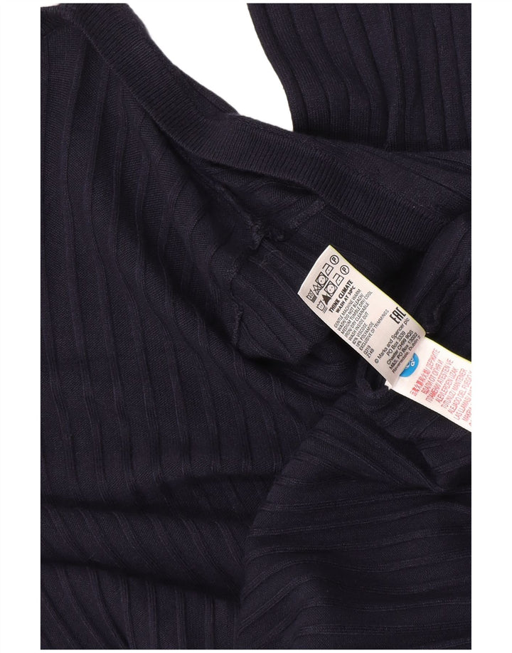 Suéter cardigã feminino Longline da Marks & Spencer Reino Unido 12 médio azul marinho