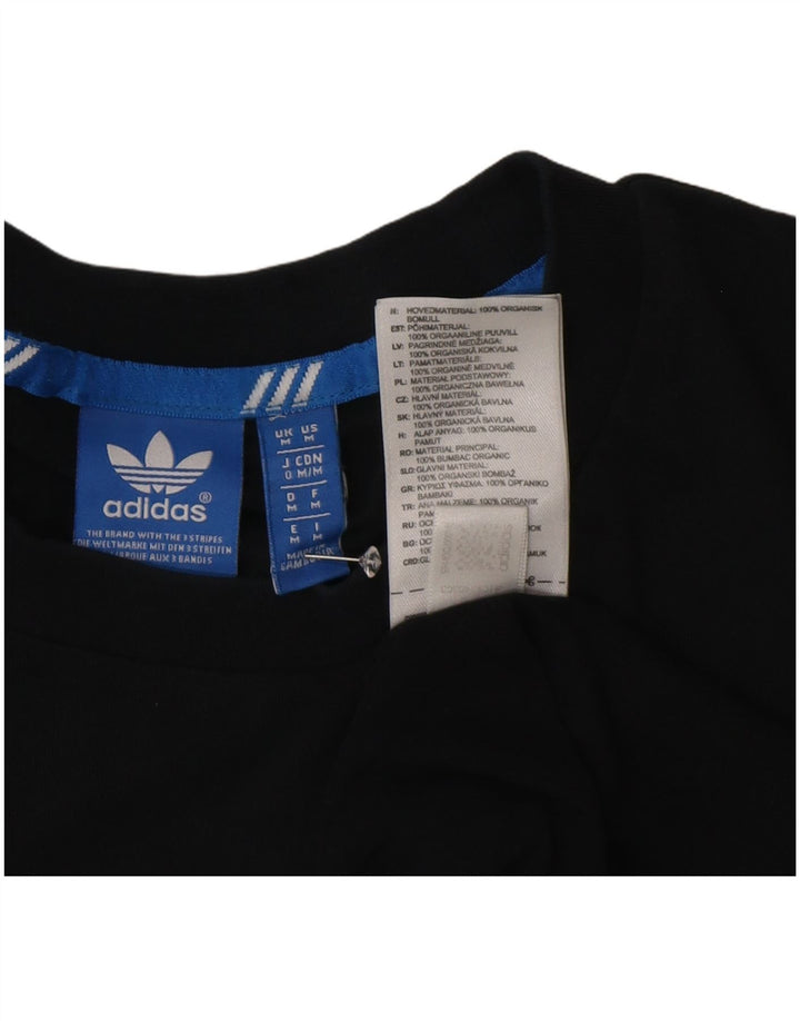 Adidas Mens Graphic T-Shirt Top Médio Algodão Preto