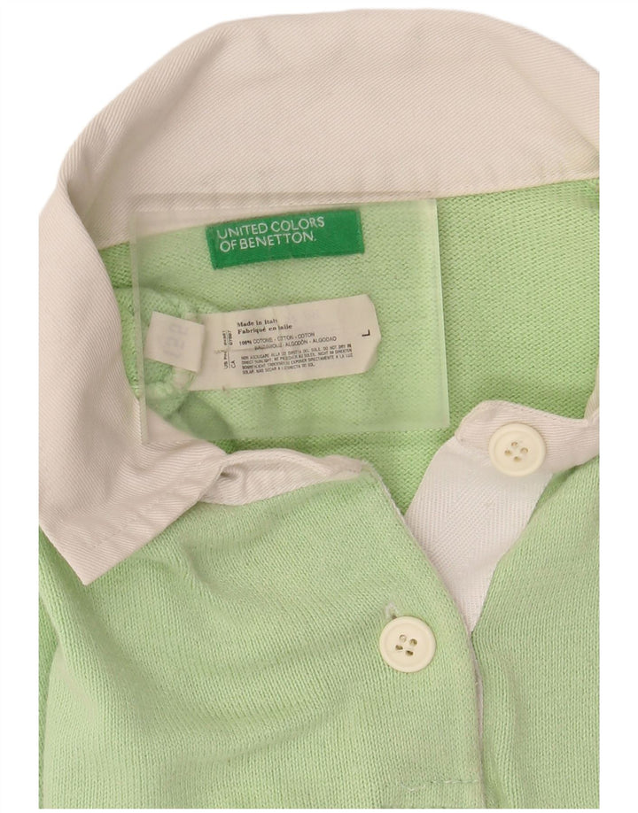 Camisa polo feminina BENETTON Reino Unido 16 grande algodão colorblock verde