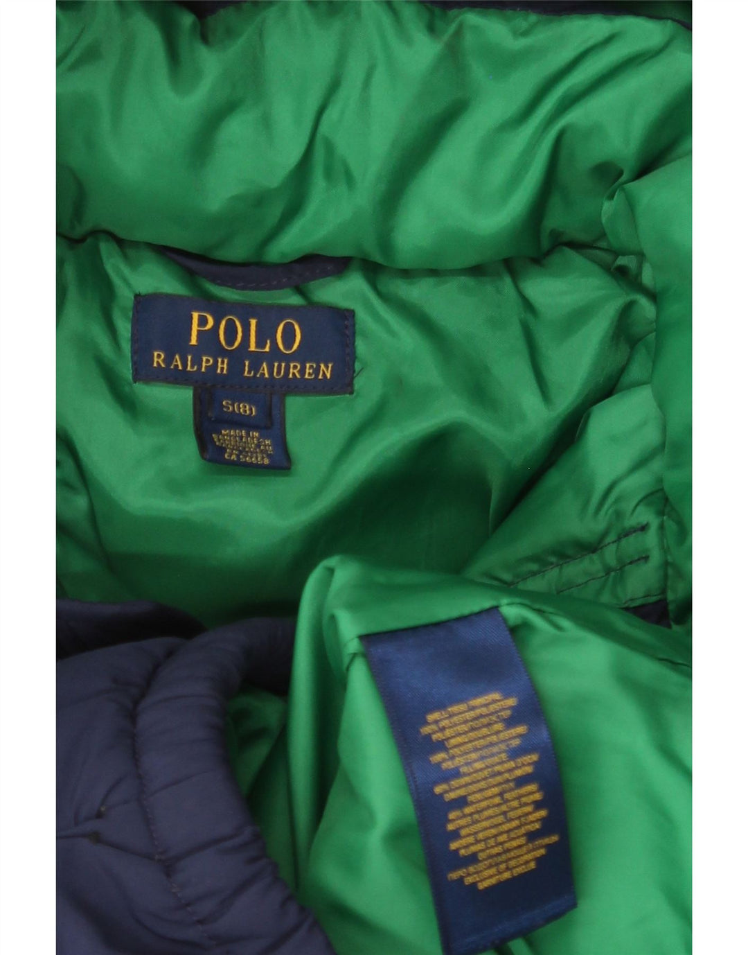 POLO RALPH LAUREN Jaqueta acolchoada com capuz para meninos 7-8 anos pequeno azul marinho