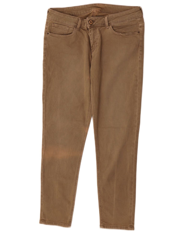 Calça feminina casual slim Zara EU 40 médio W30 L26 algodão bege