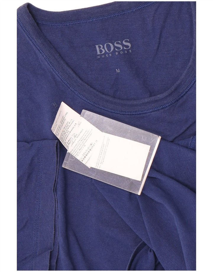 Camiseta masculina HUGO BOSS Top médio algodão azul marinho