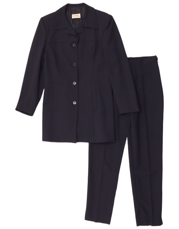 Terno feminino vintage de 4 botões e 2 peças IT 44 médio W26 L28 azul marinho