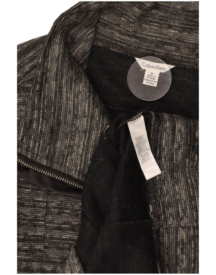 Suéter cardigã feminino CALVIN KLEIN Reino Unido 14 acrílico manchado cinza médio