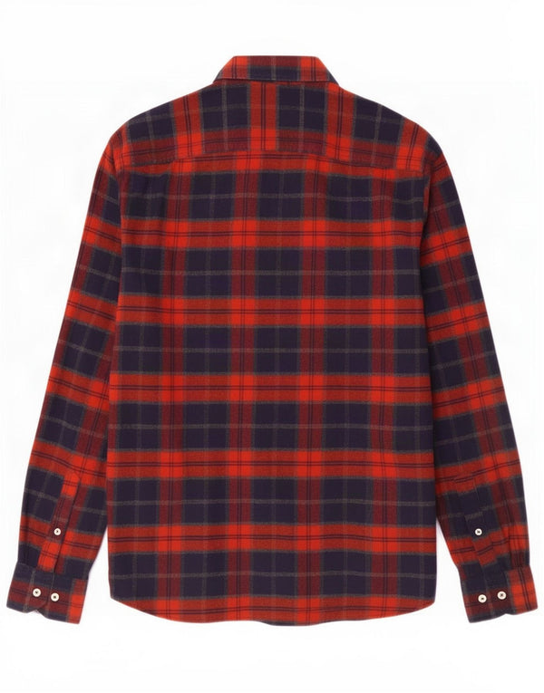 Camisa masculina vintage de flanela grande algodão xadrez azul marinho