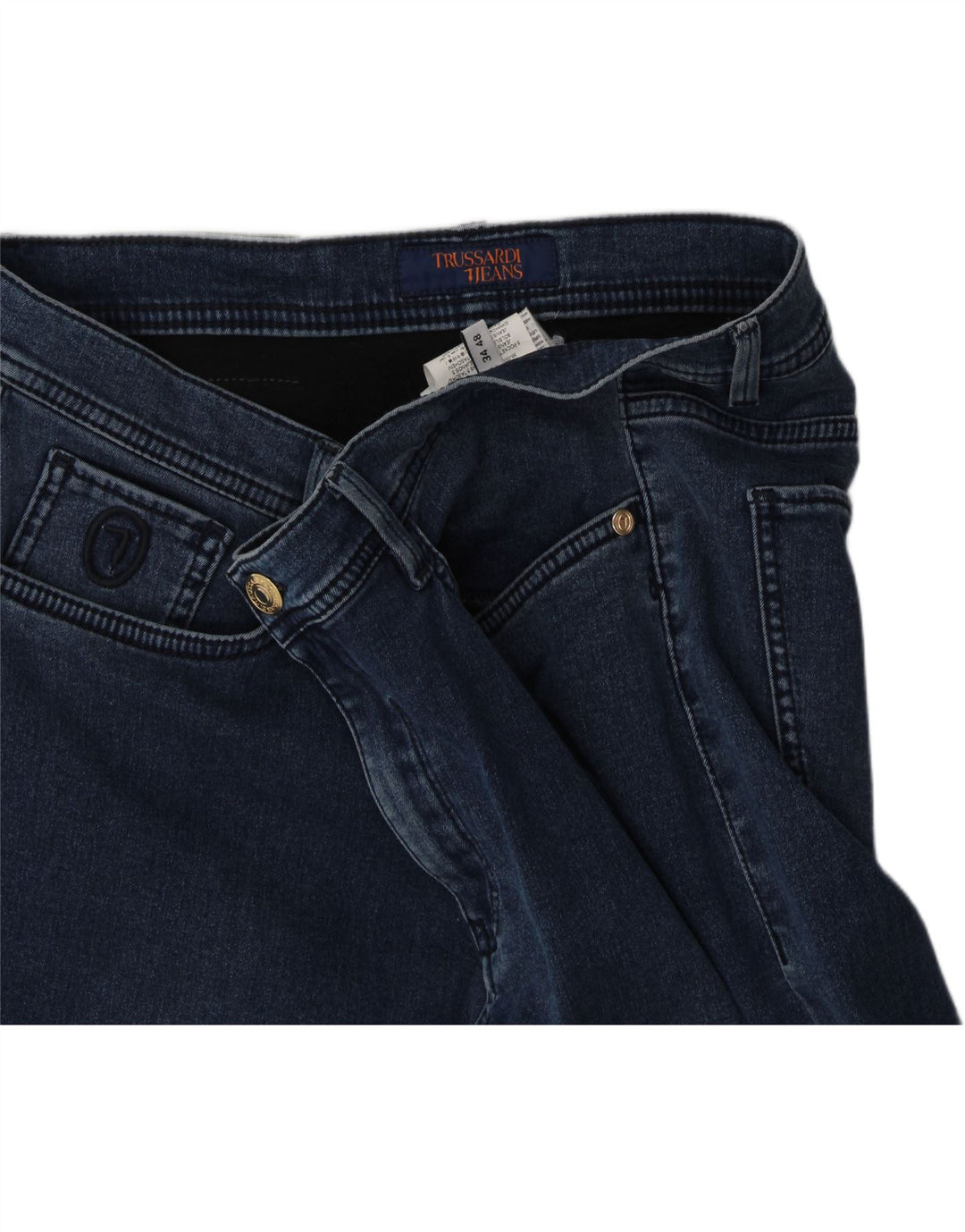 TRUSSARDI Womens Straight Jeans W34 L30 Blue Cotton Vintage Trussardi and Second-Hand Trussardi from Messina Hembry 
