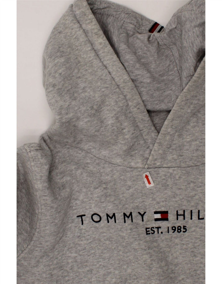 TOMMY HILFIGER Girls Graphic Hoodie Jumper 13-14 Years Grey Cotton Vintage Tommy Hilfiger and Second-Hand Tommy Hilfiger from Messina Hembry 