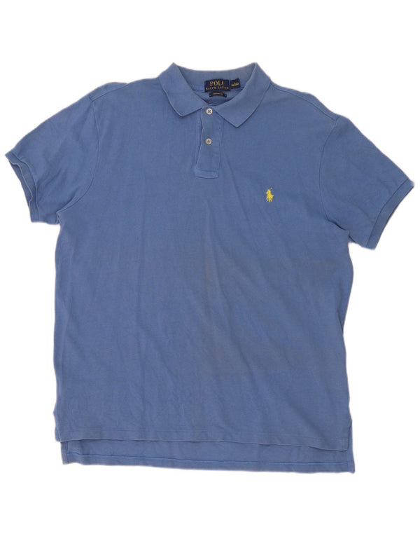 Polo Ralph Lauren Mens Custom Fit Camisa Polo Grande Algodão Azul