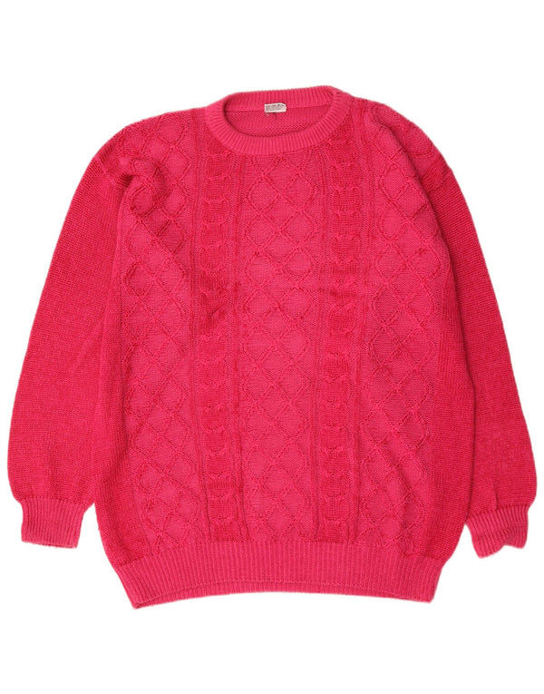 Suéter vintage masculino com gola redonda, grande algodão rosa