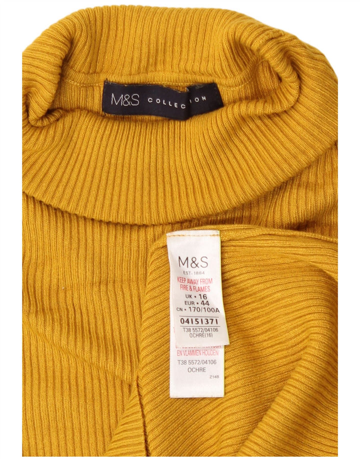 Suéter feminino Marks & Spencer com gola redonda, viscose amarela grande Reino Unido 16