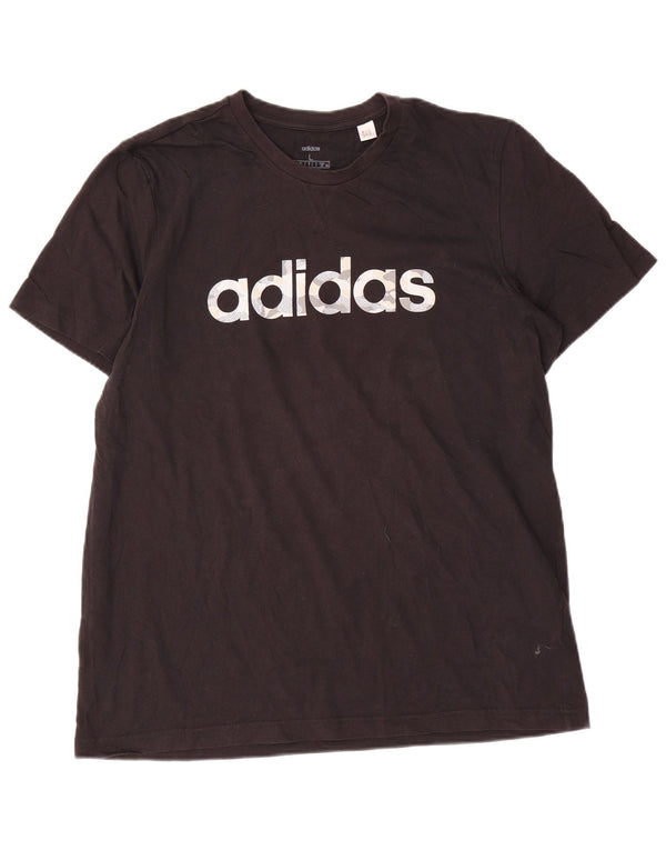 Adidas Mens Graphic T-Shirt Top Grande Algodão Preto