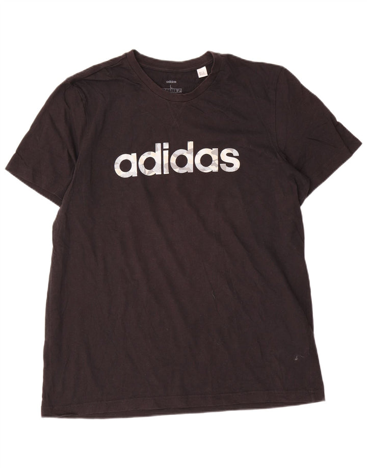 Adidas Mens Graphic T-Shirt Top Grande Algodão Preto