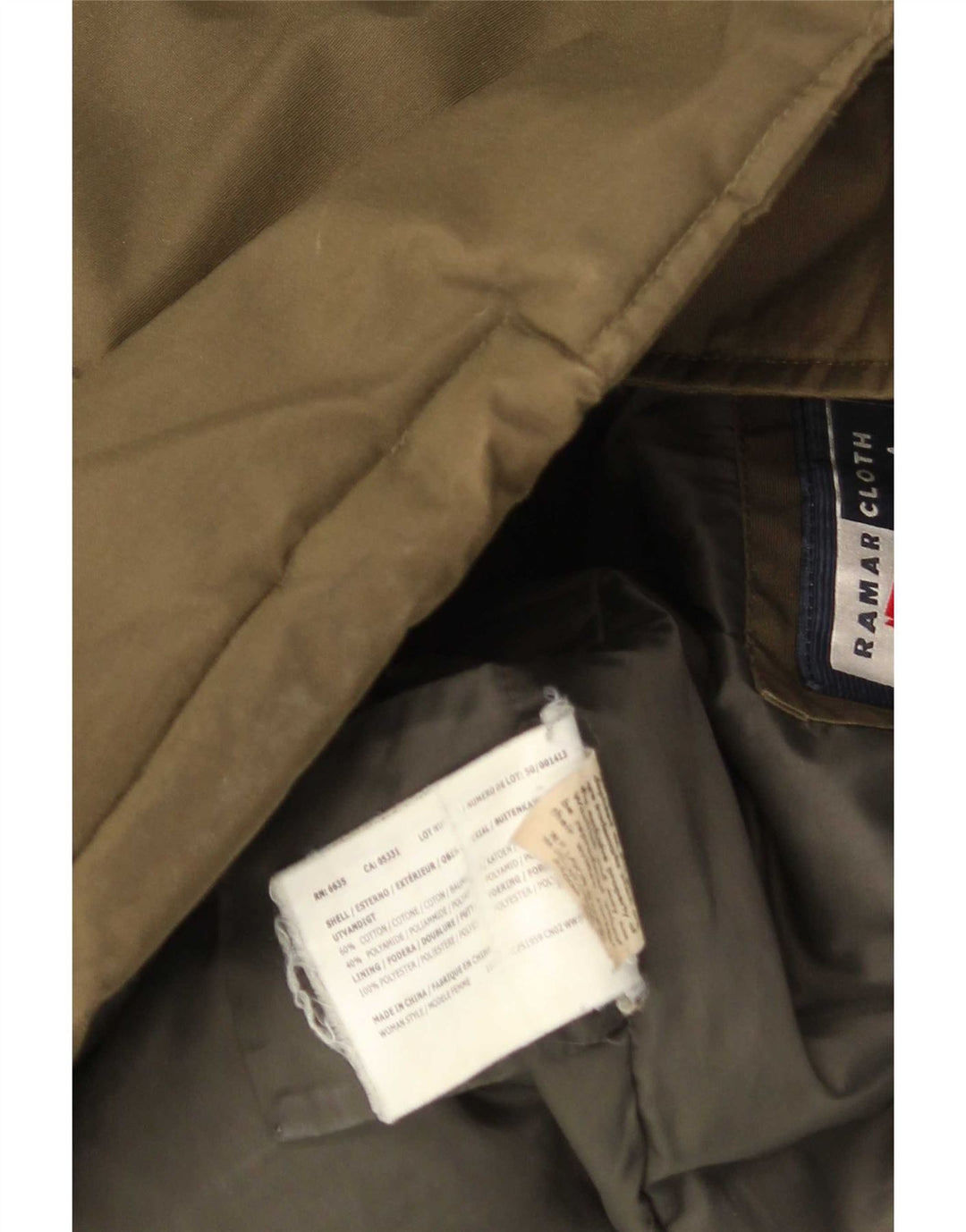 Casaco acolchoado com capuz feminino Woolrich Reino Unido 14 algodão cáqui médio