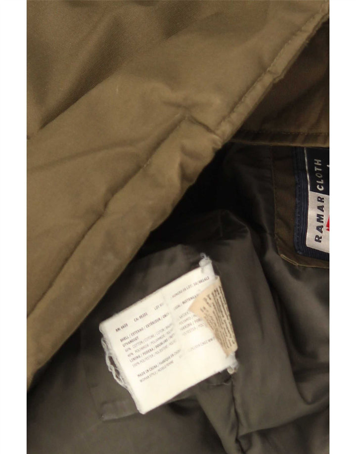 Casaco acolchoado com capuz feminino Woolrich Reino Unido 14 algodão cáqui médio